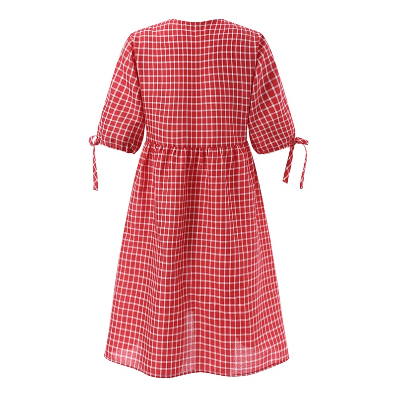 Đầm Midi Zanzea tay lửng họa tiết caro phong cách châu Âu cổ điển thời trang cho nữ