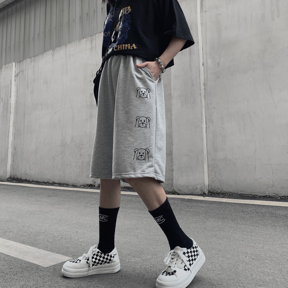 Quần đùi nam nữ mặc nhà in hình gấu, short thun unisex Yinxx QS51
