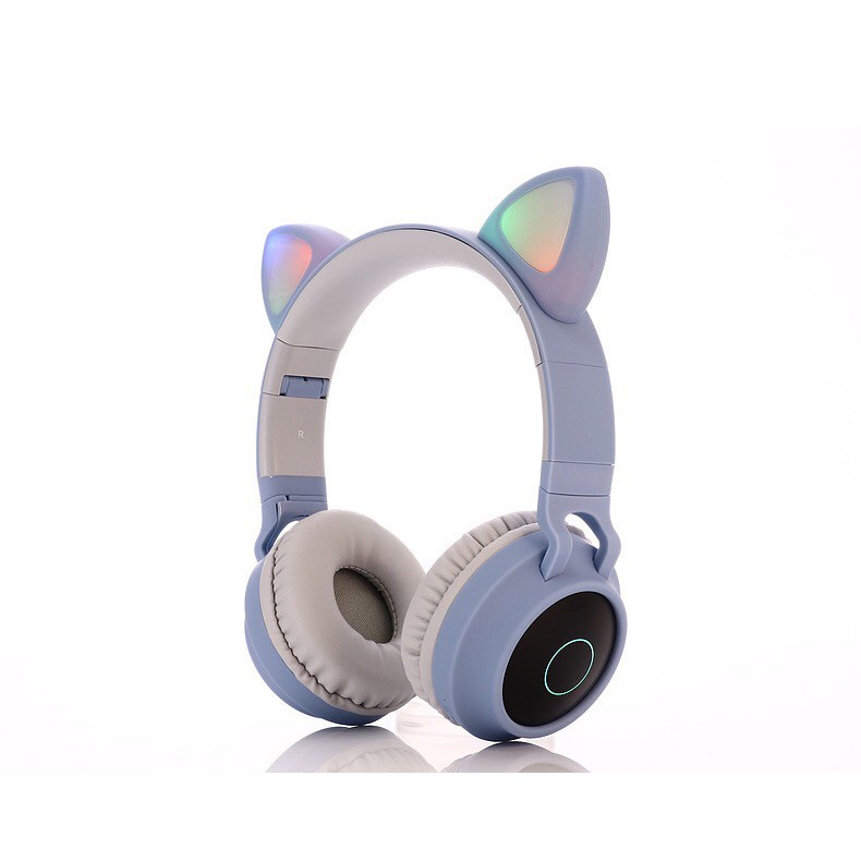 Tai nghe chụp tai kết nối bluetooth 5.0 hình mèo , kèm dây AUX, Tai mèo có led, có nhiều màu. | BigBuy360 - bigbuy360.vn