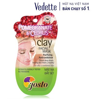 Mặt nạ đất sét Josto Đỏ và Lựu 15ml - Thanh lọc sạch sâu, Chống oxi hóa & Ngăn ngừa mụn