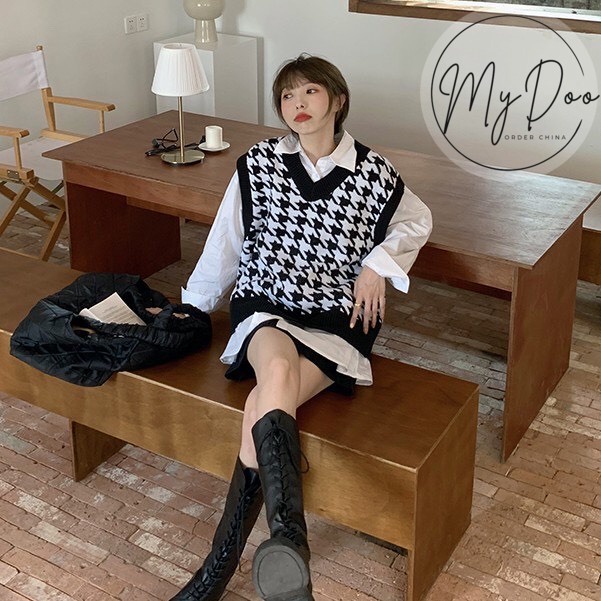 Áo gile kẻ caro vintage áo không tay dáng xuông cá tính- GL04 | BigBuy360 - bigbuy360.vn