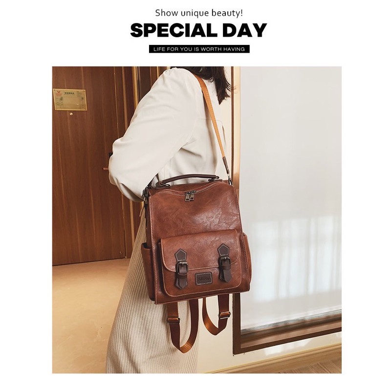 BALO DA❤️FREESHIP❤️BALO VINTAGE BALO ĐI HỌC THỜI TRANG CÁ TÍNH BALO VUÔNG ĐEO CHÉO