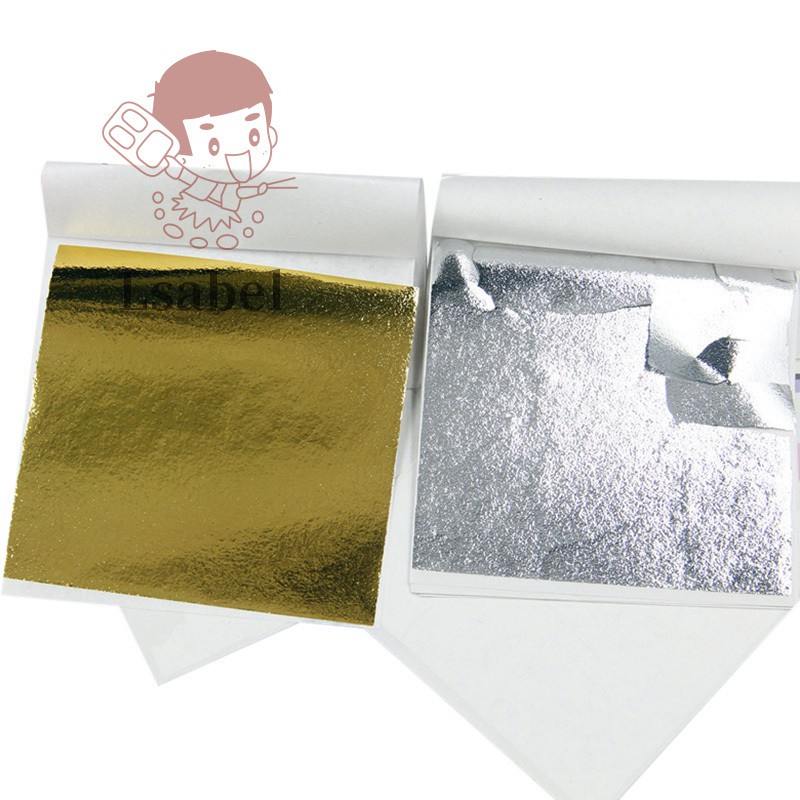 100 Pcs Gold Leaf Sheets Foil Paper for Arts Slime DIY Gilding Nails Art Craft