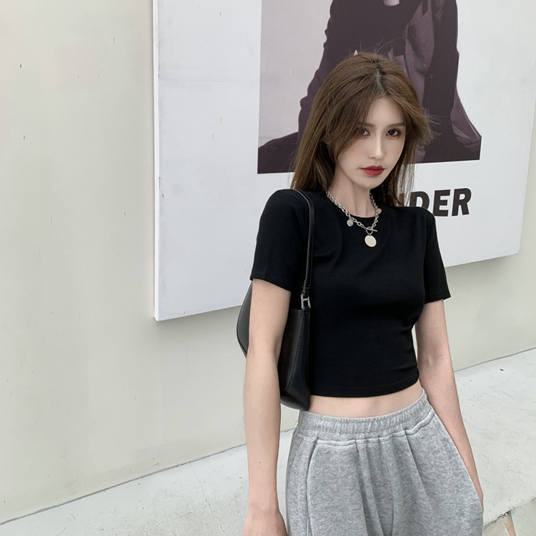 Áo Croptop Tay Ngắn Bigsize Dưới 80Kg Cổ Tròn Ôm Body Chất Thun Trơn "TN"