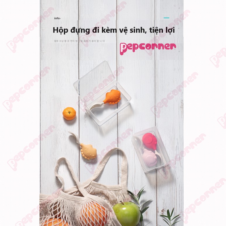 Thìa dĩa cán ngắn cao cấp AAG tập xúc chất liệu PPSU an toàn cho bé ăn dặm