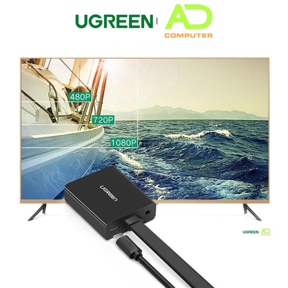 Cáp chuyển đổi HDMI sang VGA dây dẹt tích hợp cổng Audio 3.5mm + Micro USB UGREEN MM103