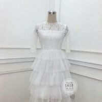 Váy ren trắng tầng
