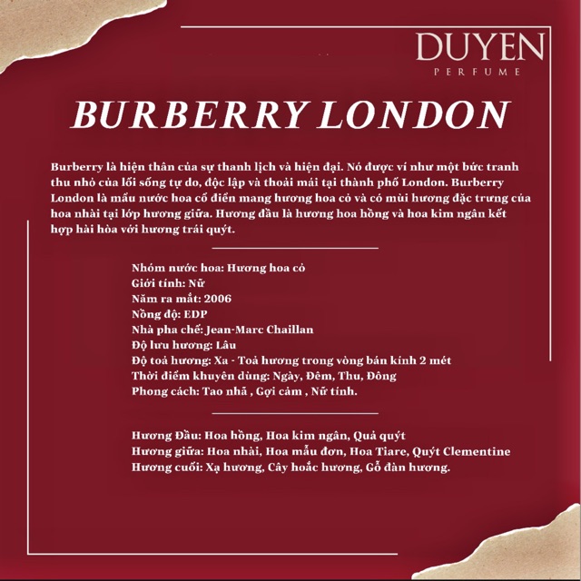 Nước Hoa mini 20ml BURBERRY LONDON | Thế Giới Skin Care