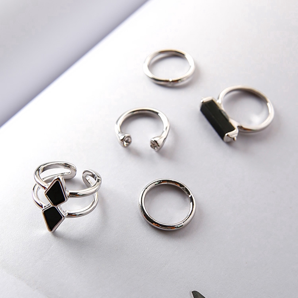 Bộ 5 nhẫn thời trang nữ kiểu dáng giản dị quý phái màu sắc sang trọng