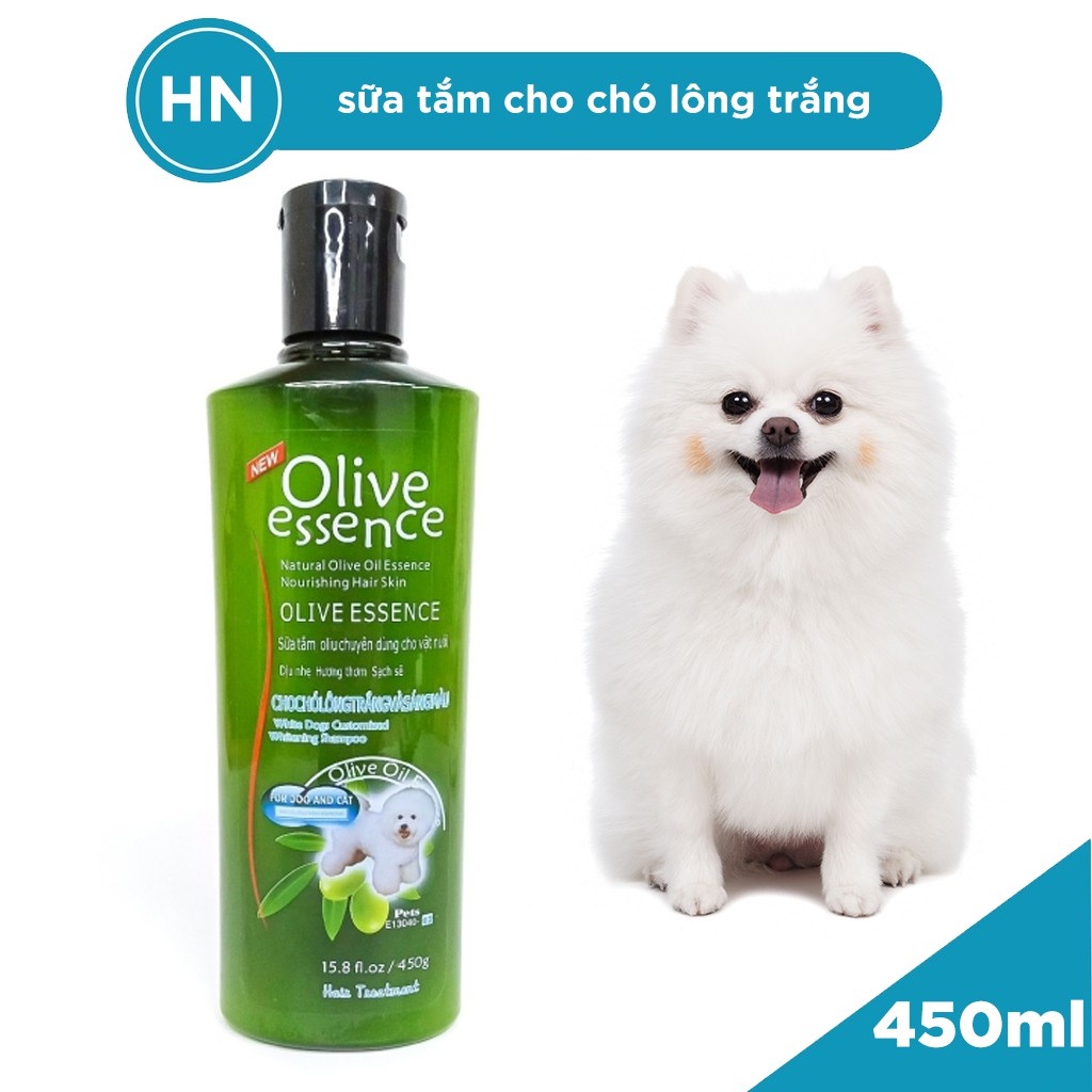 Sữa tắm chó mèo lông trắng - Dầu tắm Olive 450ml giúp mềm mượt lông, chăm sóc nuôi dưỡng lông, lưu hương thơm