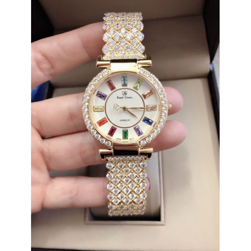 Đồng Hồ Royal Crown Nữ 4604  Đá Vàng  Fullbox