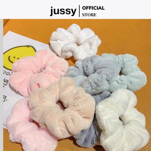 Dây Cột Tóc Scrunchies Chất Len Nhung Mềm Mịn Dây Buộc Tóc Jussy Fashion Thiết Kế 1 Màu Trơn Đơn Giản Dễ Thương [1 SỢI]