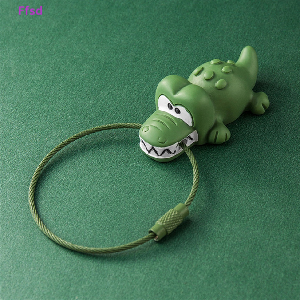 {Ffsd} Móc Khóa Dây Thép Hình Động Vật Cá Sấu / Sư Tử Đáng Yêu