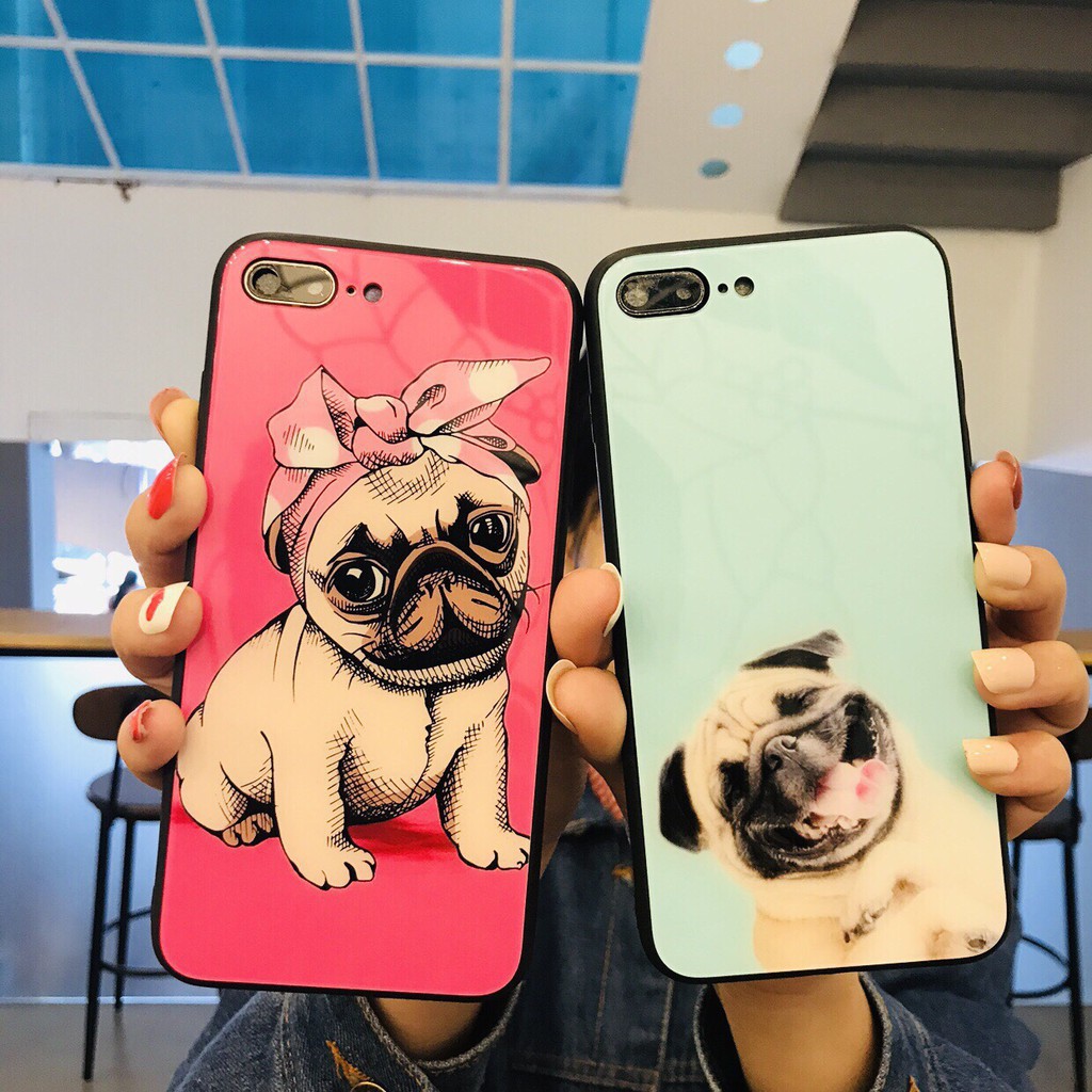 Ốp lưng iphone - Ốp kính CÚN PUG dành cho iphone 6 đến 14promax - k245