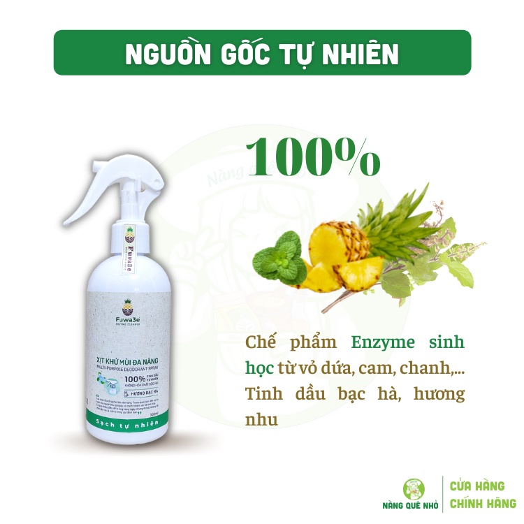 Xịt Khử Mùi Đa Năng Hữu Cơ FUWA 3e Hương Bạc Hà Khử Mùi Thú Cưng Ô Tô Quần Áo Đuổi Muỗi 300ml