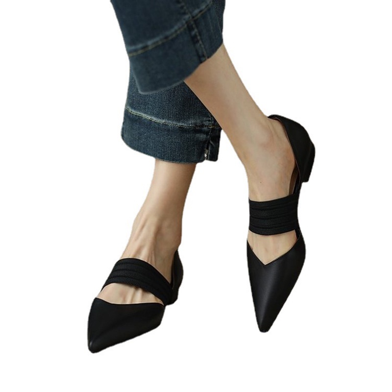 Giày búp bê IELGY mũi nhọn phong cách retro Pháp cho nữ