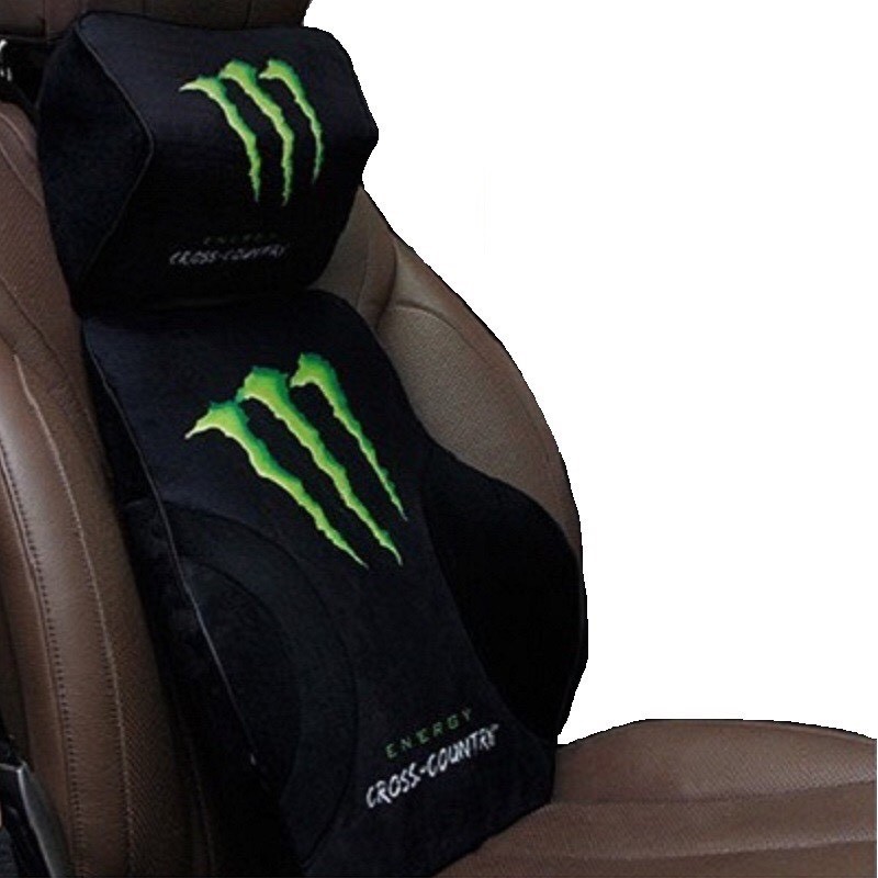 Tựa đầu và tựa lưng ghế ô tô cao su non 3D chất vải nhung (Supreme-Monster-Caption-Cross-Batman)