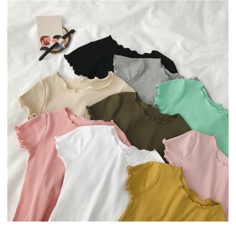 Áo croptop nữ chất thun gân form ôm