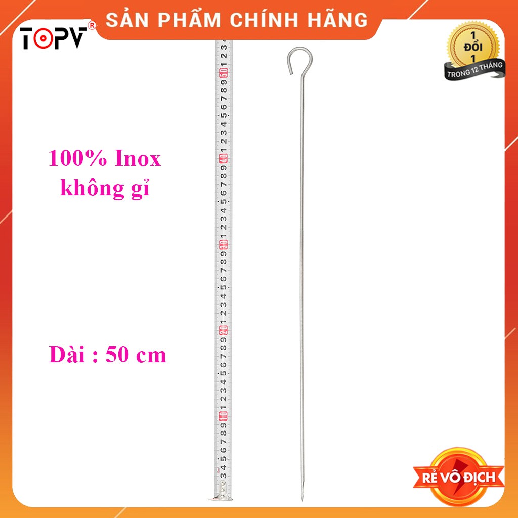 Que xiên thịt nướng TopV 53cm, phù hợp bếp TopV V5Plus, Inox cao cấp, không gỉ, nướng thịt, siêu bền