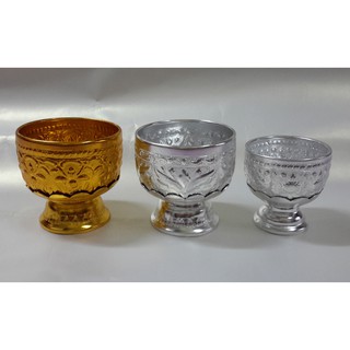 Bát đựng cơm, đồ ăn bằng nhôm trắng nguyên chất đúc mạ bạc vàng có đế rời truyền thống Thái Lan