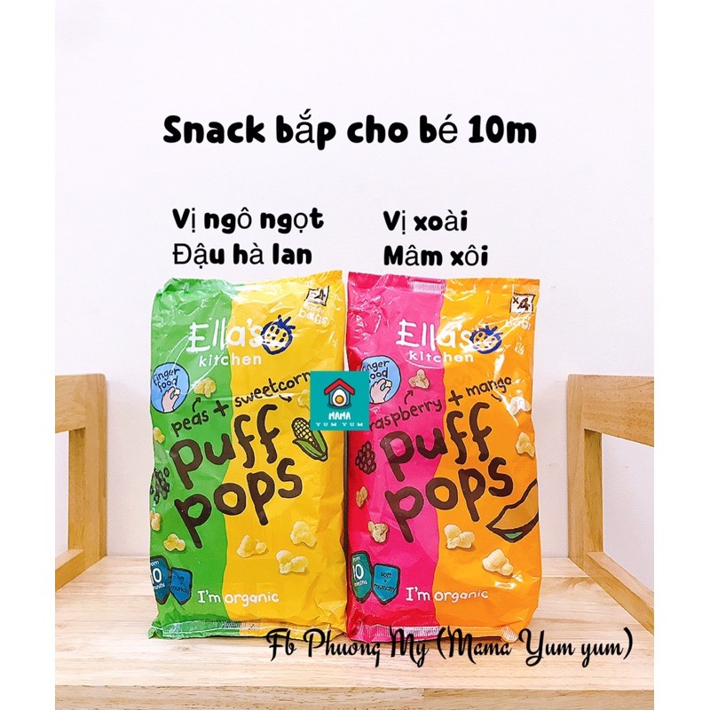 Date 8,10/2022 Bánh ăn dặm Ella’s Kitchen mini pufs, bắp cho bé 10m của Anh