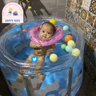 Bể bơi DOLPHIN cho bé sơ sinh - Bể đứng, tròn cho bé trai và bé gái tặng kèm 6 bóng thả bể