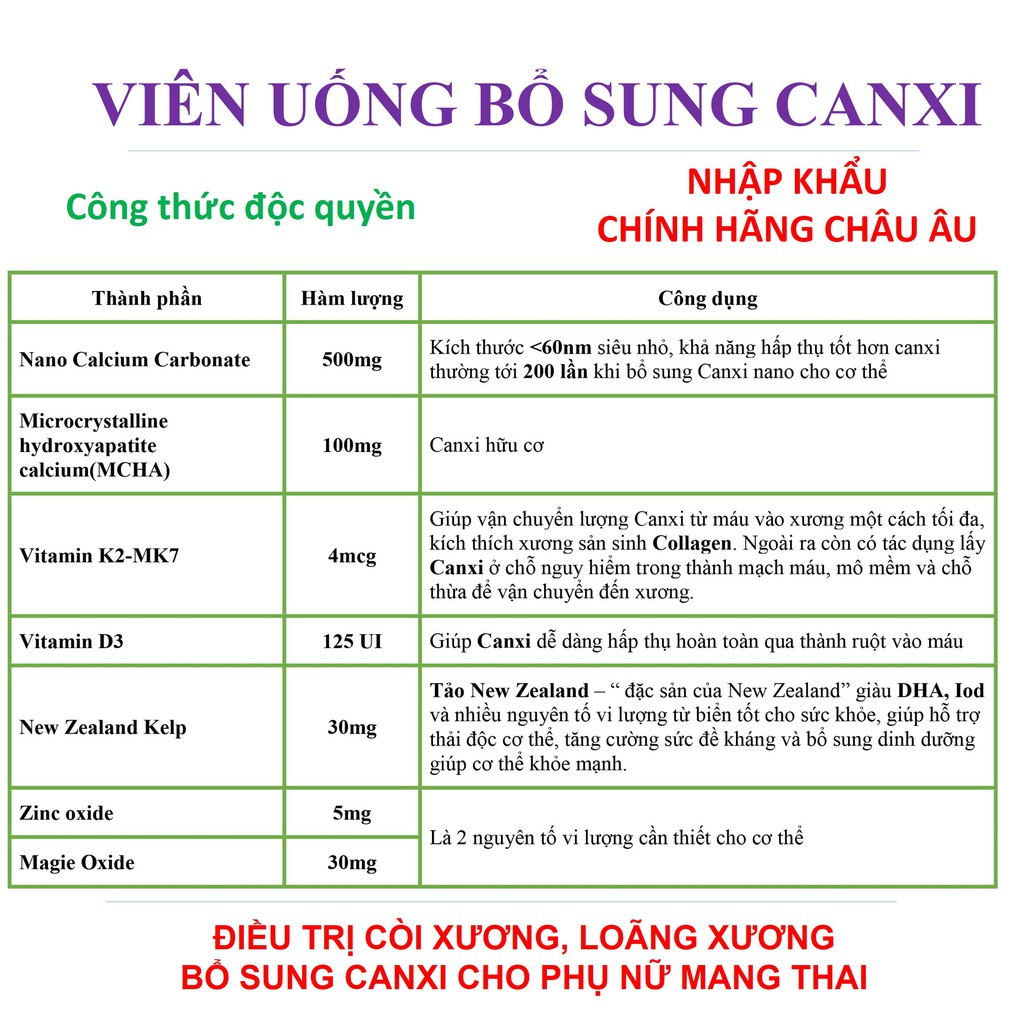 [BỔ SUNG CANXI] Viên uống bổ sung Calci cho phụ nữ mang thai và người thiếu calci người bị còi xương loãng xương | BigBuy360 - bigbuy360.vn