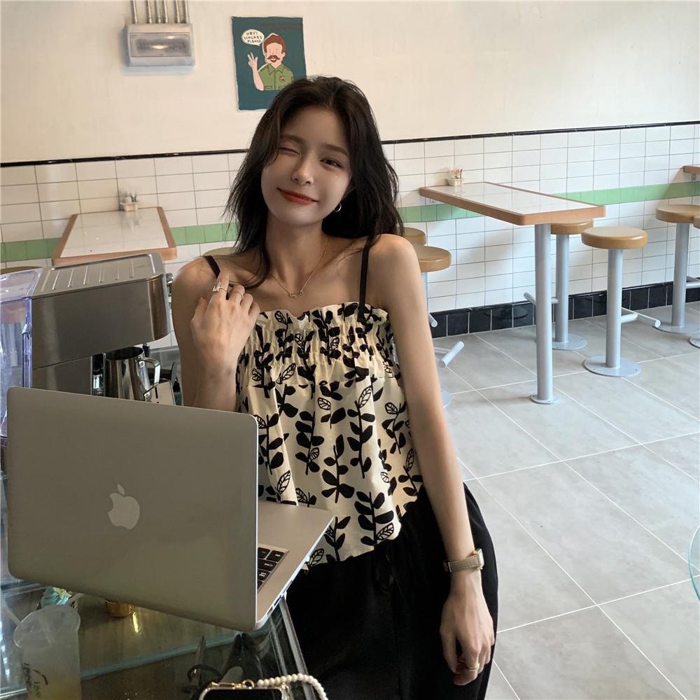 Áo Hai Dây In Họa Tiết Hoa Nhí Xinh Xắn Thời Trang Phong Cách Retro Cho Nữ