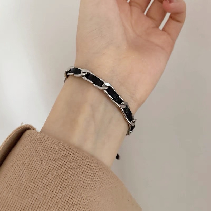 Vòng Tay Dây Da PU Bện Phong Cách Hàn Quốc Cá Tính