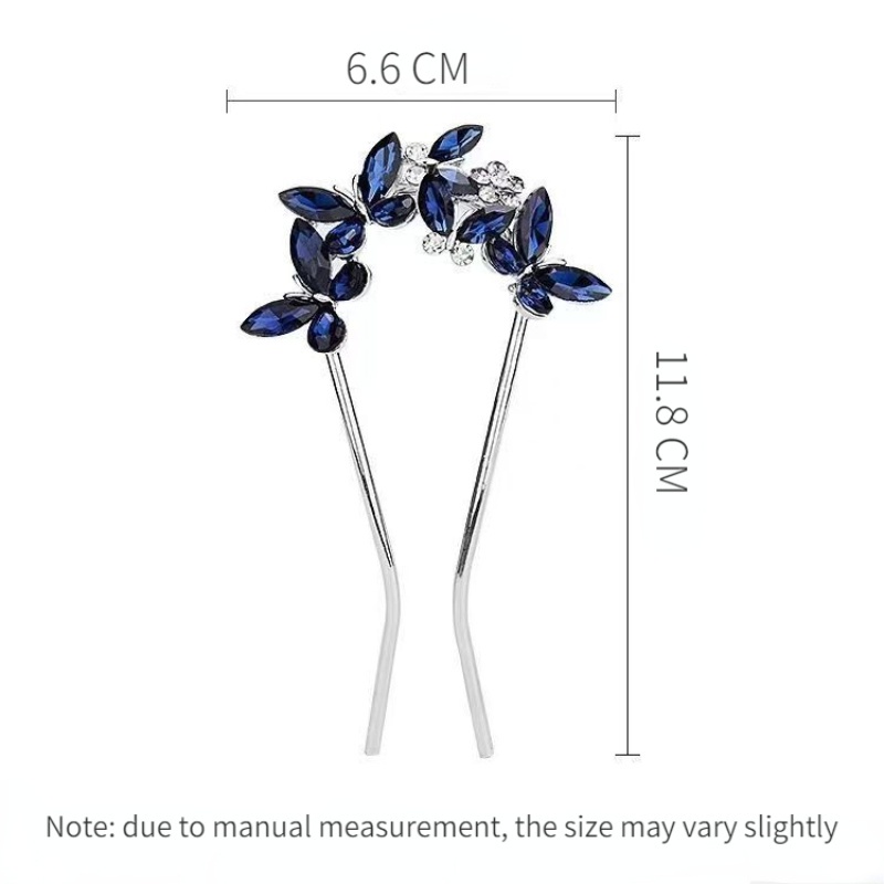 Lược Cài Tóc Chữ U Đính Pha Lê Hình Bướm Thời Trang Cho Nữ