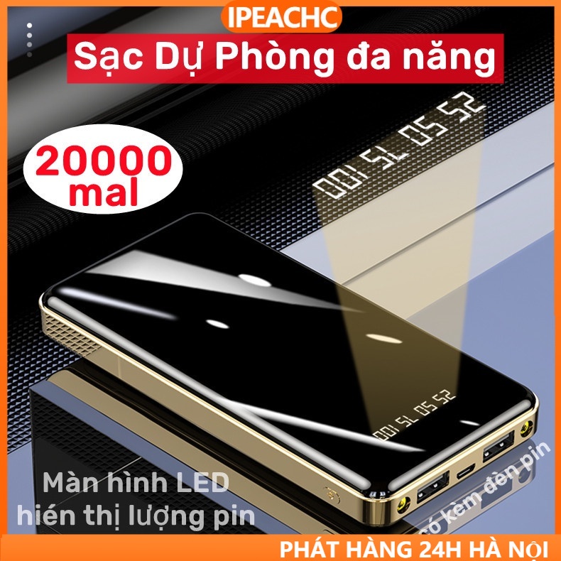 Sạc Dự Phòng đa năng 20000mAh sạc usb, có đèn pin kèm dùng- Phụ kiện điện thoại di động- dung lượng lớn