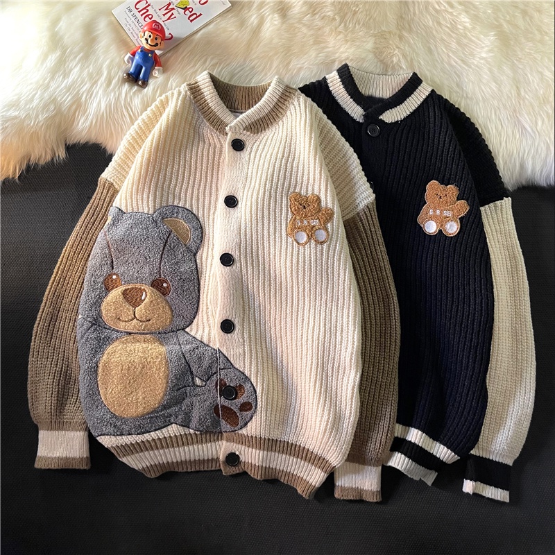 Áo khoác len dáng rộng màu sắc thời trang thu đông phong cách Hàn Quốc cho nam