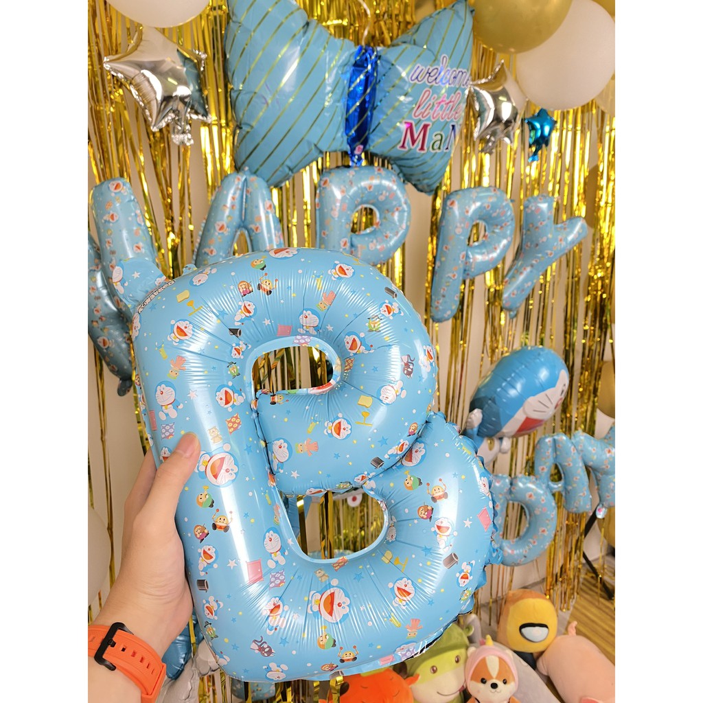 Set bóng trang trí sinh nhật cho bé trai bé gái 2 rèm kim tuyến bóng chữ Happy birthday+ tháng và 50 bóng tròn