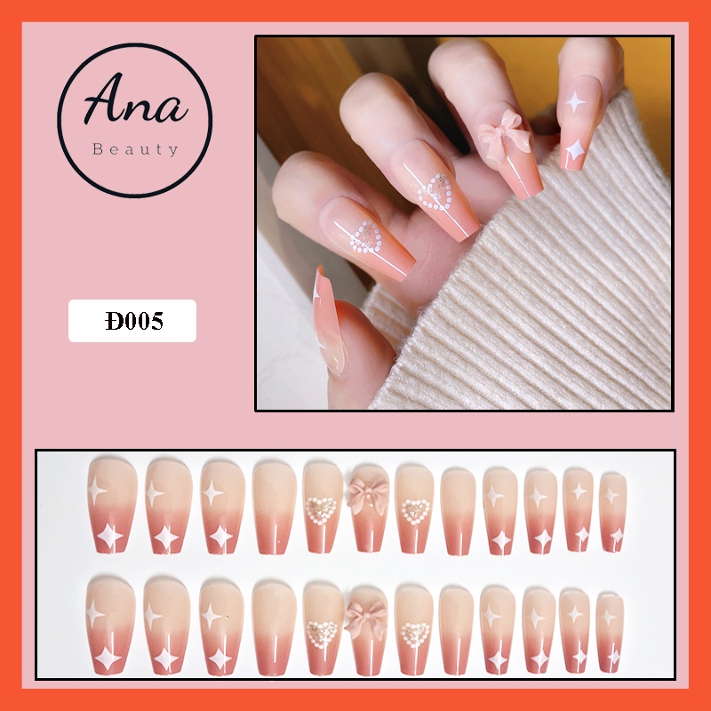 Móng giả đính đá kèm keo, Móng tay giả  nailbox đính đá cá tính Anabeauty