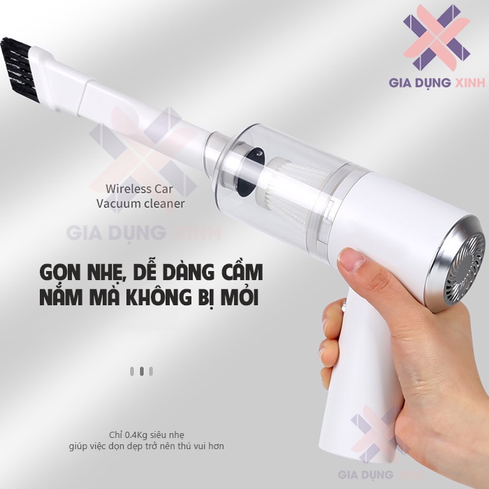 Máy Hút Bụi Mini Cầm Tay Không Dây Sạc USB - Lực Hút Mạnh Dùng Cho Ô Tô, Giường Tủ