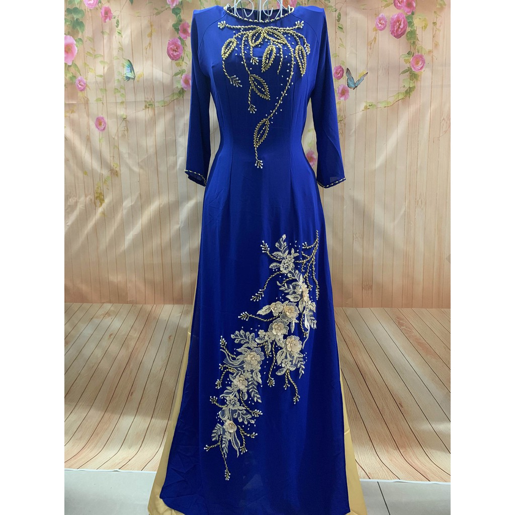 ÁO DÀI CHO MẸ MÀU XANH BÍCH ảnh thật 100%