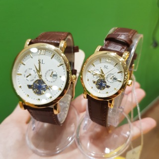 [WOMEN DAY_ 8-3] Đồng Hồ Nam Nữ Dây Da Nâu CÓ LỊCH Chính Hãng SL - Tony Watch 68 - Có Video thật