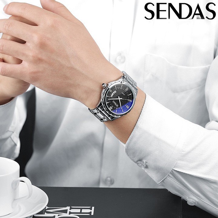 Đồng hồ SENDAS chống xước tặng kính mắt ví da nam dây lưng thời trang
