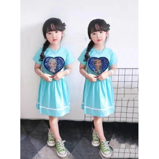 Đầm thun cotton kim sa elsa & anna vuốt đổi hình