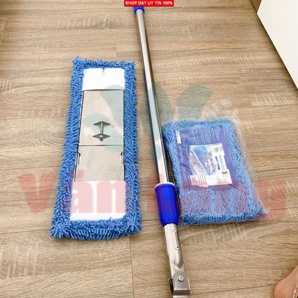 Chổi lau công nghiệp Homeinno - cây lau nhà cao cấp - Loại cán rút và kèm tấm lau 45 cm