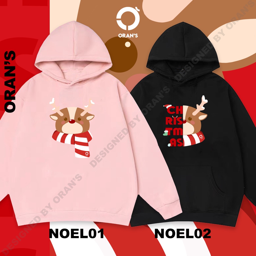 Áo Hoodie tuần lộc Noel ORAN'S chất nỉ cotton lót bông cao cấp form rộng unisex