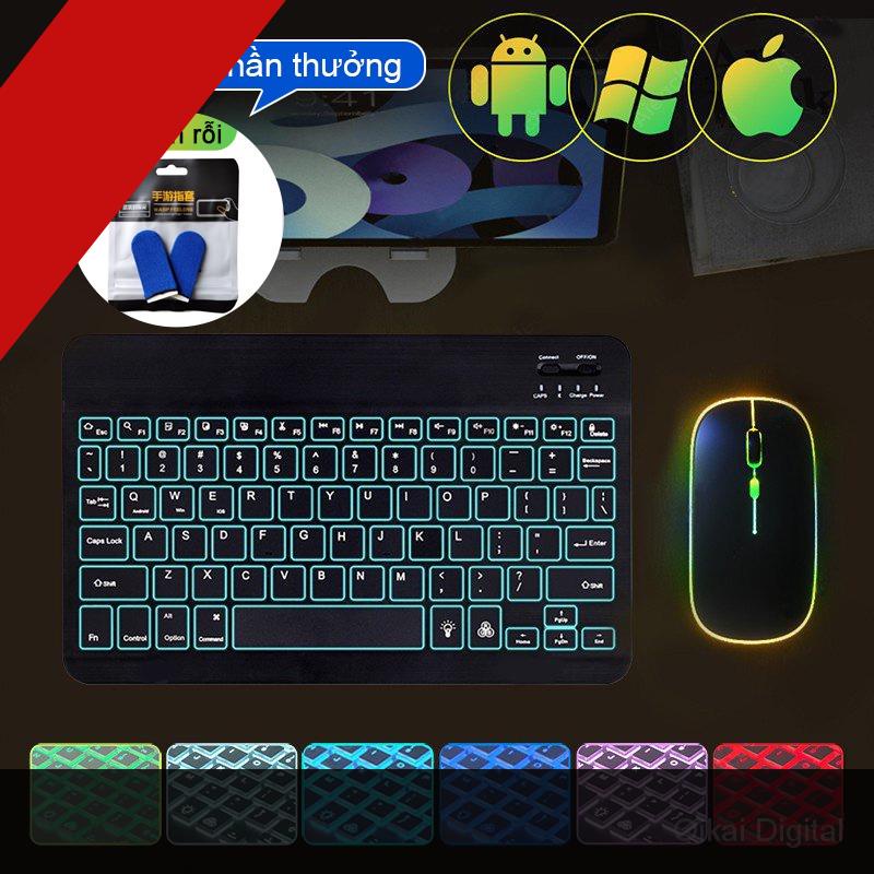 Bộ bàn phím và chuột bluetooth không dây có đèn nền RGB cho máy tính bảng/ipad/điện thoại/laptop/PC (có bán lẻ)