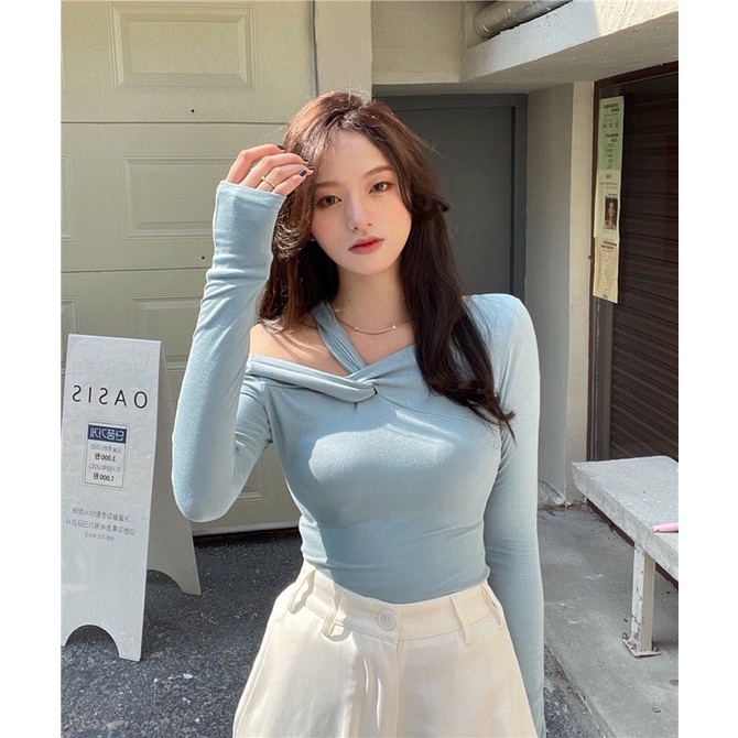 Áo body, sexy, bó sát ✔️ thun dài tay ✔️ xoắn áo trễ vai gợi