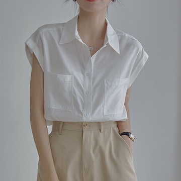 Áo Sơ Mi Trắng Tay Ngắn Hai Túi Dáng Rộng Thời Trang Mùa Hè Hàng Mới  Dành Cho Bạn Nữ