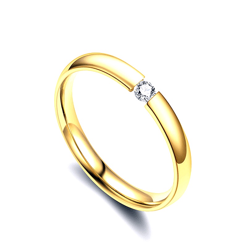 Nhẫn Titan Đính Đá Zircon Thời Trang Phong Cách Hàn Quốc