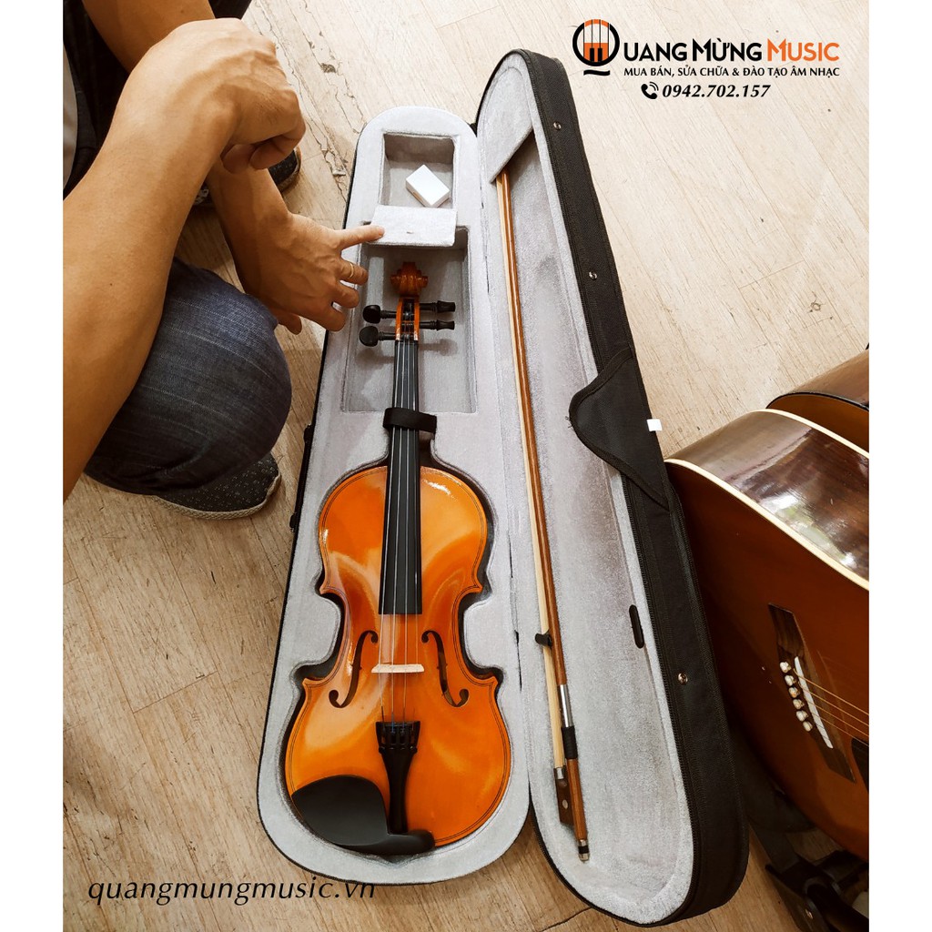 Đàn Violin Gỗ Thích Cao Cấp Full Box Size 4/4 Tặng kèm nhựa thông