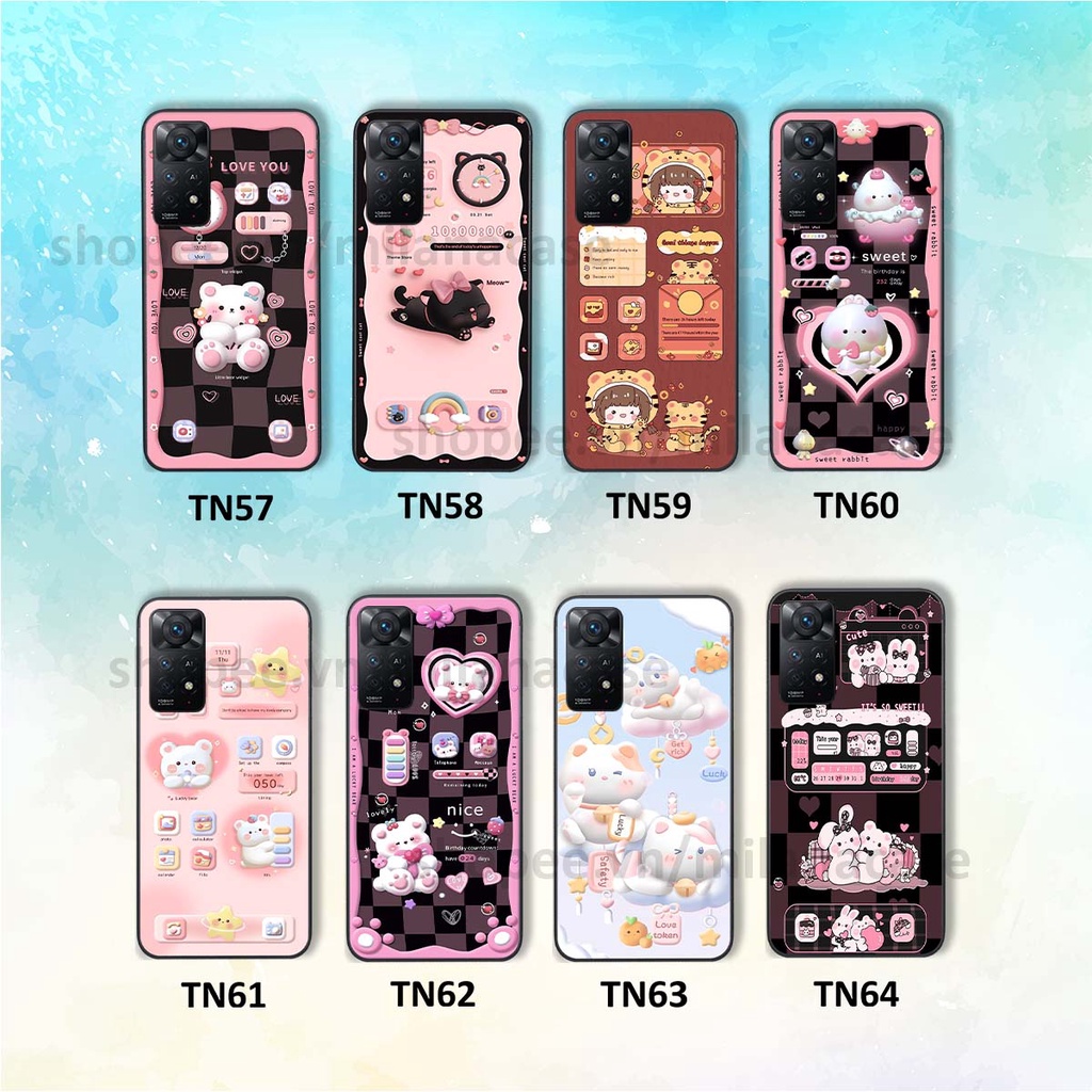 Ốp Xiaomi Redmi Note 11 4G / Note 11S / Note 11 Pro 5G hình đồng hồ icon gấu mèo cute cực dễ thương ngộ nghĩnh