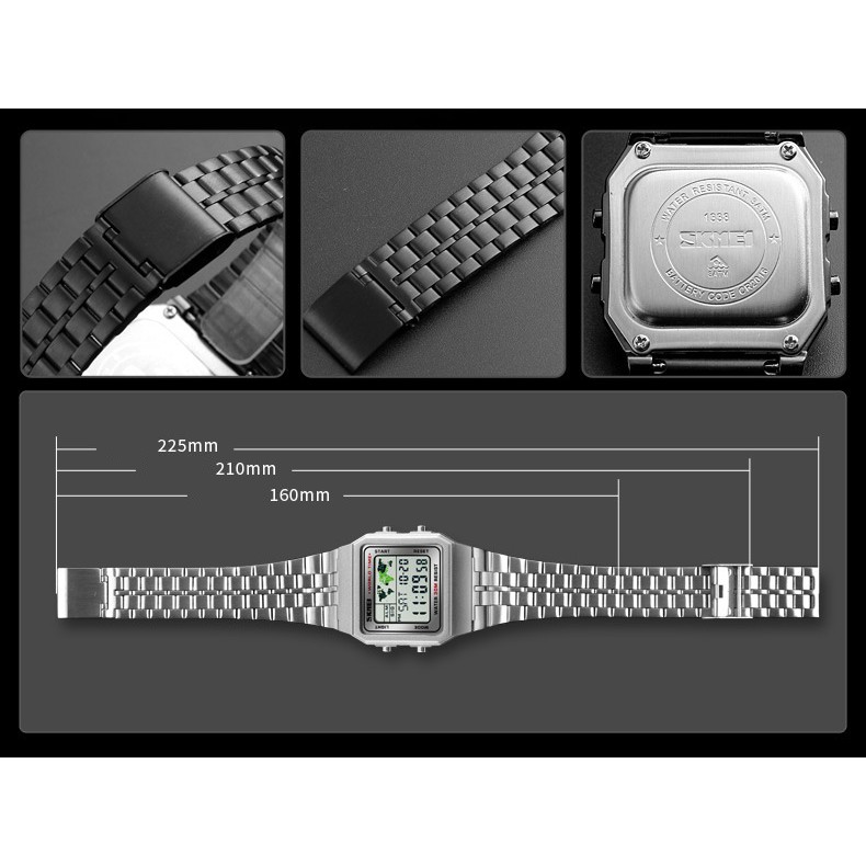 Đồng hồ điện tử thời trang nam - nữ dây hợp kim Skmei PKHRSK007 + Tặng hộp đồng hồ cao cấp