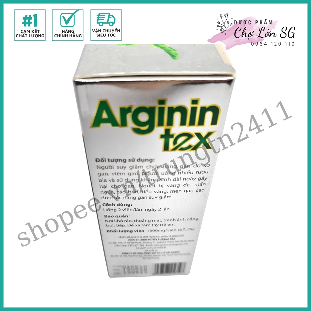 Viên uống mát gan ARGININ TEX giảm tổn thương gan do bia rượu  - Hộp 60 viên