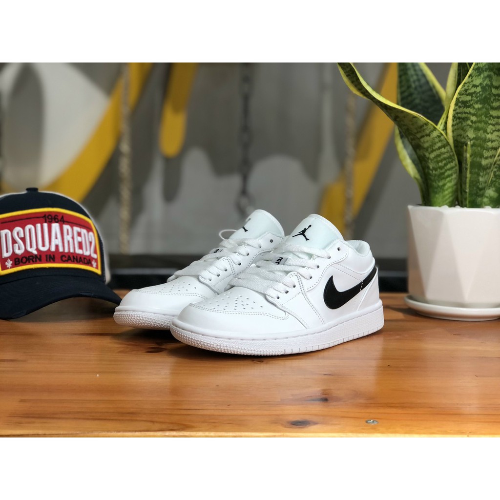 Giày Sneaker Jordan 1 Low Đen Trắng Fullbox, Giày thể thao nam nữ Jordan 1 Cổ Thấp Trắng đen Da nhăn, lót 2 lớp cực êm